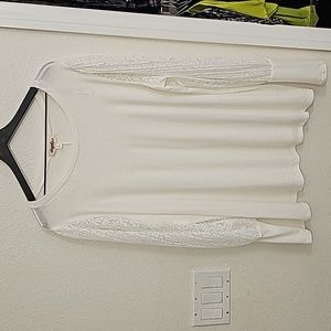 Haptics 2X Winter White Lace Sleeve Knit Sweater NWOT